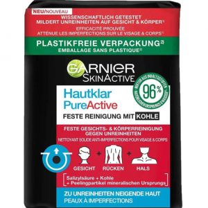 Sapun cu Carbune Activ si Acid Salicilic 96% Natural pentru piele problematica Garnier Pure Active, 100 g