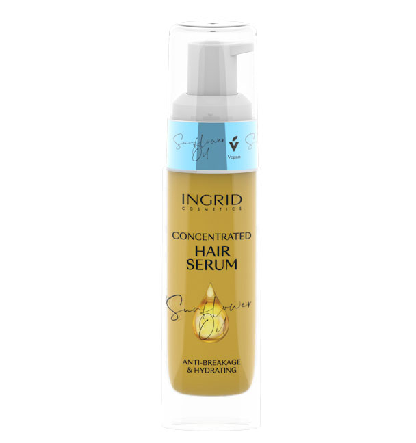 Ser Concentrat pentru par fragil Ingrid Hair Serum cu Ulei de Floarea Soarelui, rol anti-rupere si anti-cadere, 30 ml Ser Concentrat pentru par fragil Ingrid Hair Serum cu Ulei de Floarea Soarelui, rol anti-rupere si anti-cadere, 30 ml