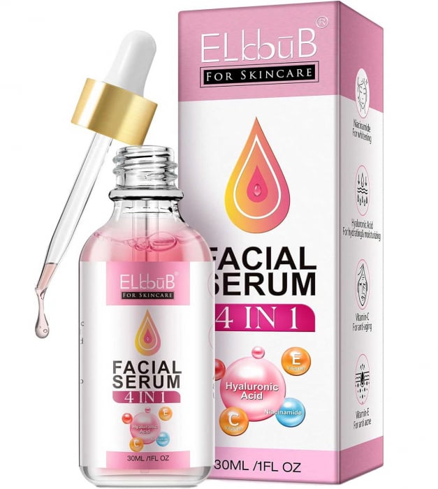 Ser Facial 4 in 1, Anti-acnee, Anti-roseata, Anti-sebum cu Niacinamida, Acid Hialuronic, Vitamina C E, Elbbub, 30 ml Ser Facial 4 in 1, Anti-acnee, Anti-roseata, Anti-sebum cu Niacinamida, Acid Hialuronic, Vitamina C E, Elbbub, 30 ml