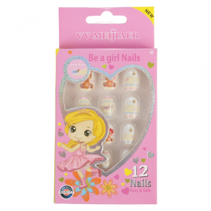 Set 12 Unghii False Pentru Copii, 105 Ursuleti Set 12 Unghii False Pentru Copii, 105 Ursuleti