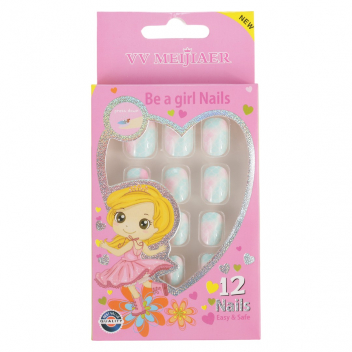Set 12 Unghii False Pentru Copii, 110 Romburi colorate Set 12 Unghii False Pentru Copii, 110 Romburi colorate