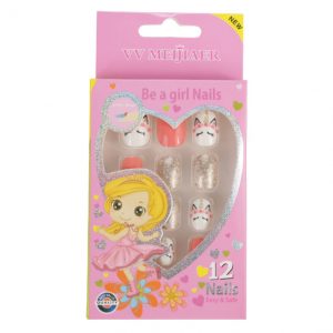 Set 12 Unghii False Pentru Copii, 118 Pisicute Sclipitoare