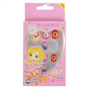 Set 12 Unghii False Pentru Copii, 123 Flori Multicolore