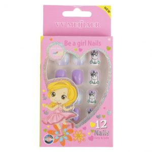 Set 12 Unghii False Pentru Copii, 134 Unicorni Cromati