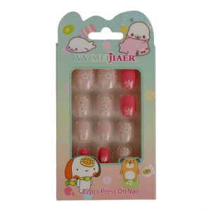 Set 12 Unghii False Pentru Copii, Model J, Flori de Primavara