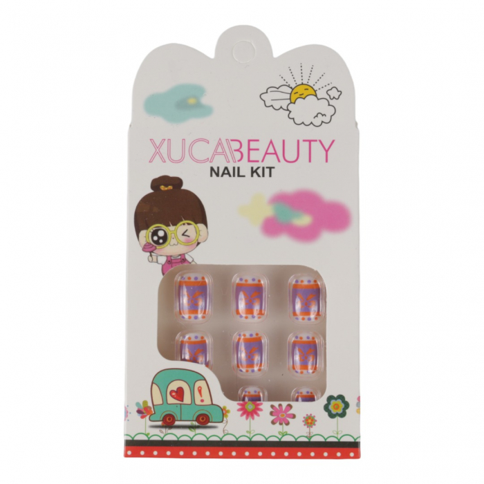 Set 12 Unghii False Pentru Copii, Xuca Beauty, 01 Motiv cu Fundite Set 12 Unghii False Pentru Copii, Xuca Beauty, 01 Motiv cu Fundite