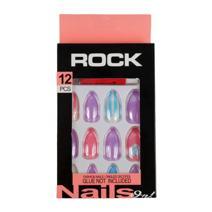 Set 12 Unghii False ROCK cu adeziv inclus, 27 Summer Set 12 Unghii False ROCK cu adeziv inclus, 27 Summer