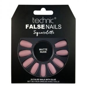 Set 24 Unghii False cu adeziv inclus Technic False Nails, Squareletto, Matte Nude