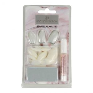 Set 48 bucati Unghii False tips cu lipici Body Collection Stiletto