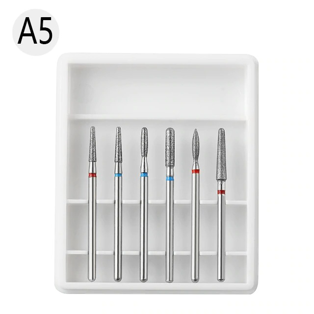 Set 6 Capete Freza Cuticula Pedichiura Alb - A5 Set 6 Capete Freza Cuticula Pedichiura Alb - A5