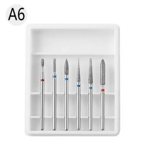 Set 6 Capete Freza Cuticula Pedichiura Alb - A6