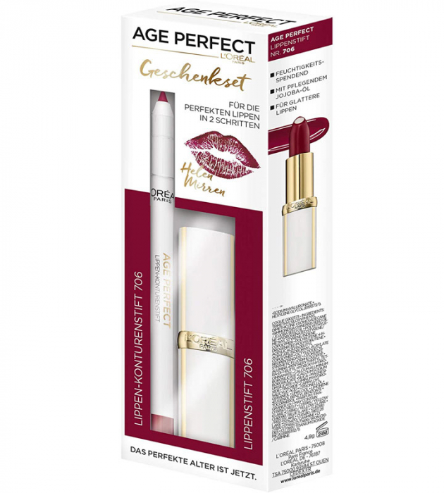 Set Buze L Oreal Paris AGE PERFECT Helen Mirrens cu Ruj si Creion de Buze 706 Perfect Burgundy Set Buze L Oreal Paris AGE PERFECT Helen Mirrens cu Ruj si Creion de Buze 706 Perfect Burgundy