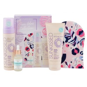 Set complet pentru autobronzare profesionala SUNKISSED Pure Glow Collection Gift Set Dark, 95% Ingrediente Naturale