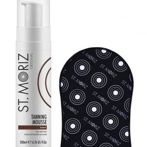 Set pentru autobronzare profesionala ST MORIZ cu Spuma Dark Fast Drying si Manusa Velvet Tanning Mitt