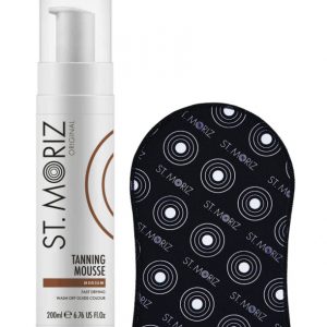 Set pentru autobronzare profesionala ST MORIZ cu Spuma Medium si Manusa