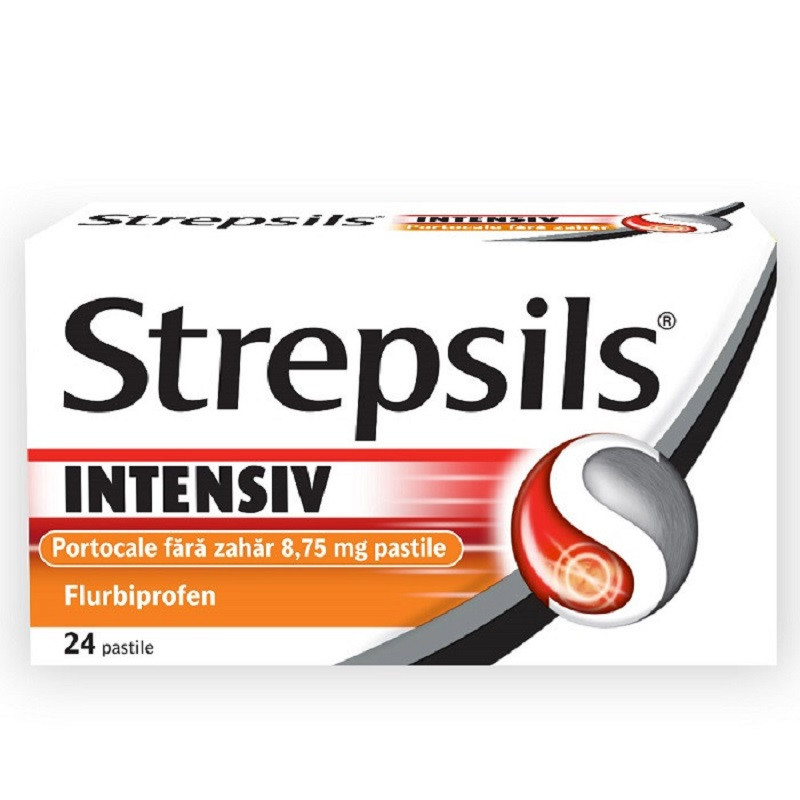 Strepsils Intensiv Portocale fara zahar 24 comprimate Strepsils Intensiv Portocale fara zahar 24 comprimate