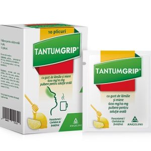 Tantumgrip 600mg/10mg gust de lamaie si miere 10 plicuri Angelini