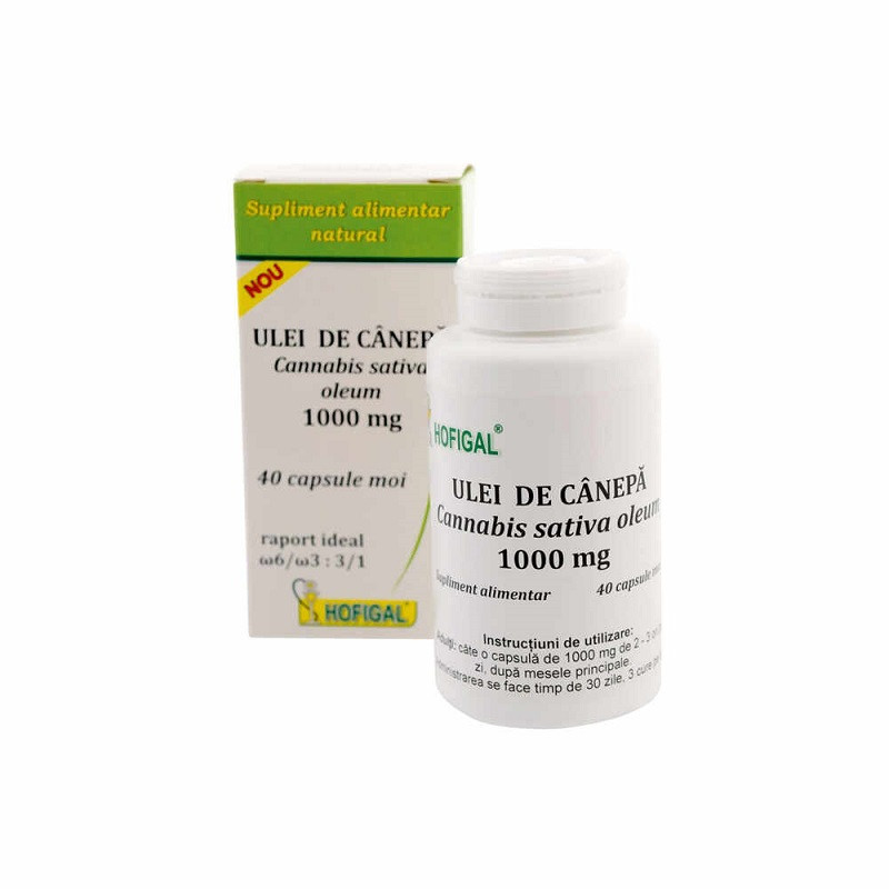 Ulei de Canepa - Cannabis sativa oleum 1000 mg 40 Cps Ulei de Canepa - Cannabis sativa oleum 1000 mg 40 Cps