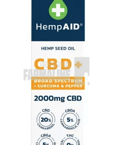Ulei de canepa cu 2000 mg CBD, 500 mg CBDA, 500 mg CBGA, 200 mg Curcuma, 5 mg Piper negru 10 ml