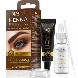 Vopsea Profesionala Crema pentru Sprancene Revers HENNA PROcolors BIO Formula cu Ulei de Argan si de Ricin, 2.0 Light Brown, Maro Deschis