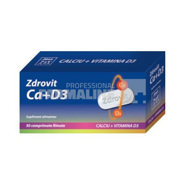 Zdrovit Calciu + Vitamina D3 50 comprimate filmate Zdrovit Calciu + Vitamina D3 50 comprimate filmate