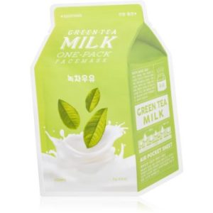 A’pieu One-Pack Milk Mask Green Tea mască textilă calmantă pentru ten gras și mixt