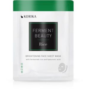 KORIKA FermentBeauty Brightening Face Sheet Mask with Fermented Rice and Hyaluronic Acid mască facială de pânză cu efect iluminator, cu orez fermentat și acid hialuronic
