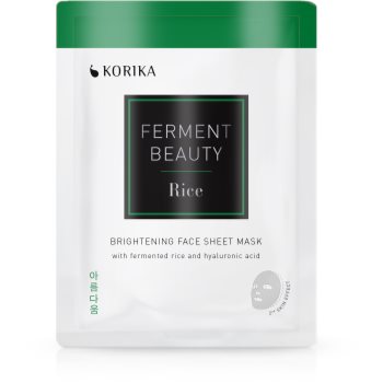 KORIKA FermentBeauty Brightening Face Sheet Mask with Fermented Rice and Hyaluronic Acid mască facială de pânză cu efect iluminator, cu orez fermentat și acid hialuronic KORIKA FermentBeauty Brightening Face Sheet Mask with Fermented Rice and Hyaluronic Acid mască facială de pânză cu efect iluminator, cu orez fermentat și acid hialuronic