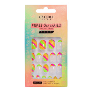 Set unghii false pentru copii Cupio Kids TEEN - Candy Stripes and French Fun