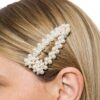 Clame cu Perle Auriu Large Ascutit