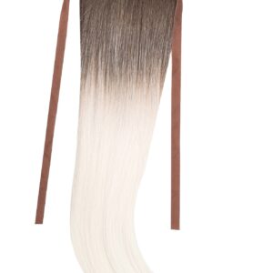 Coada Fibra Sintetica 55cm Ombre Saten Inchis Alb