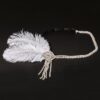 Coronita Elastic Bijuterie Pene Si Cristale Alb