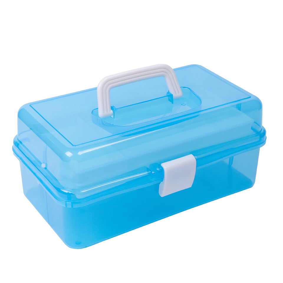 Cutie Manichiura Compartimentata Albastru, cu doua Sertare si Maner SensoPRO Milano Cutie Manichiura Compartimentata Albastru, cu doua Sertare si Maner SensoPRO Milano
