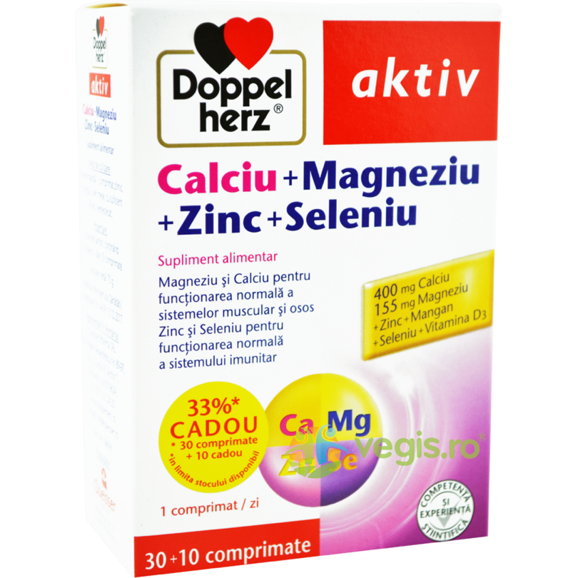 Calciu + Magneziu + Zinc + Seleniu Aktiv 30cpr+10cpr Calciu + Magneziu + Zinc + Seleniu Aktiv 30cpr+10cpr