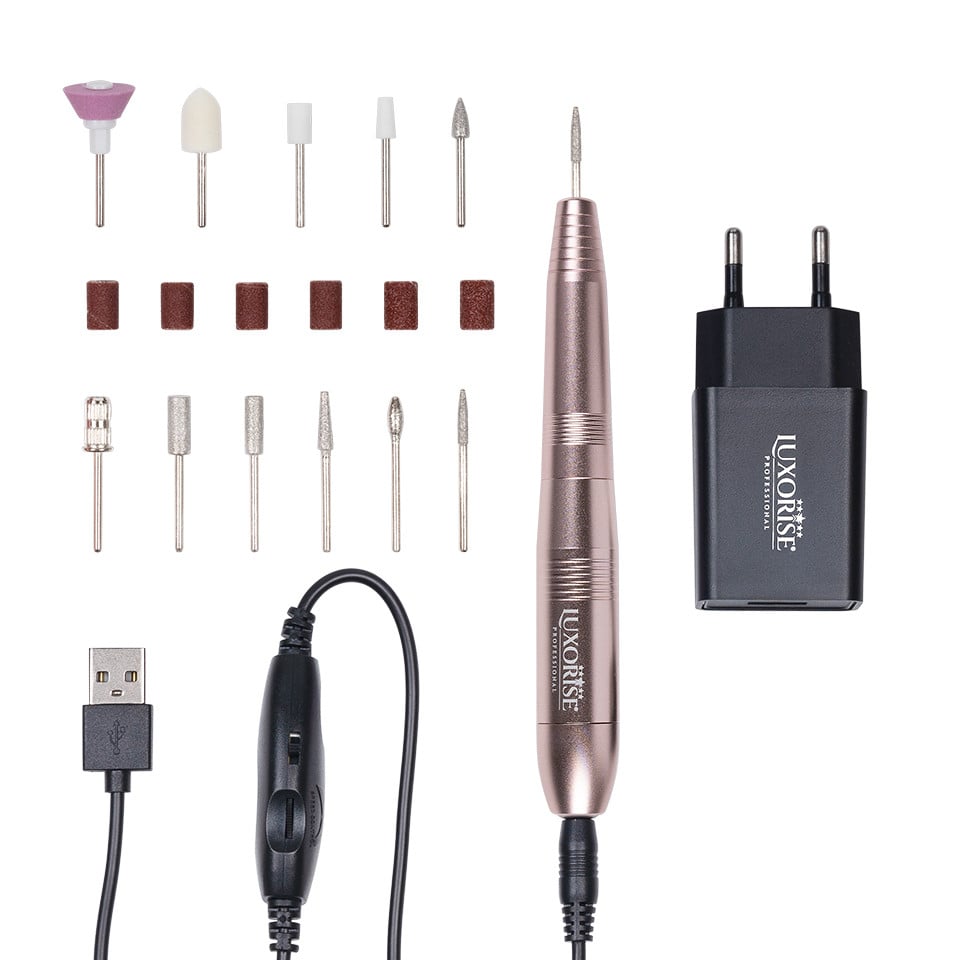 Freza Unghii cu Capat USB Titanium Travel - LUXORISE, Gold Freza Unghii cu Capat USB Titanium Travel - LUXORISE, Gold