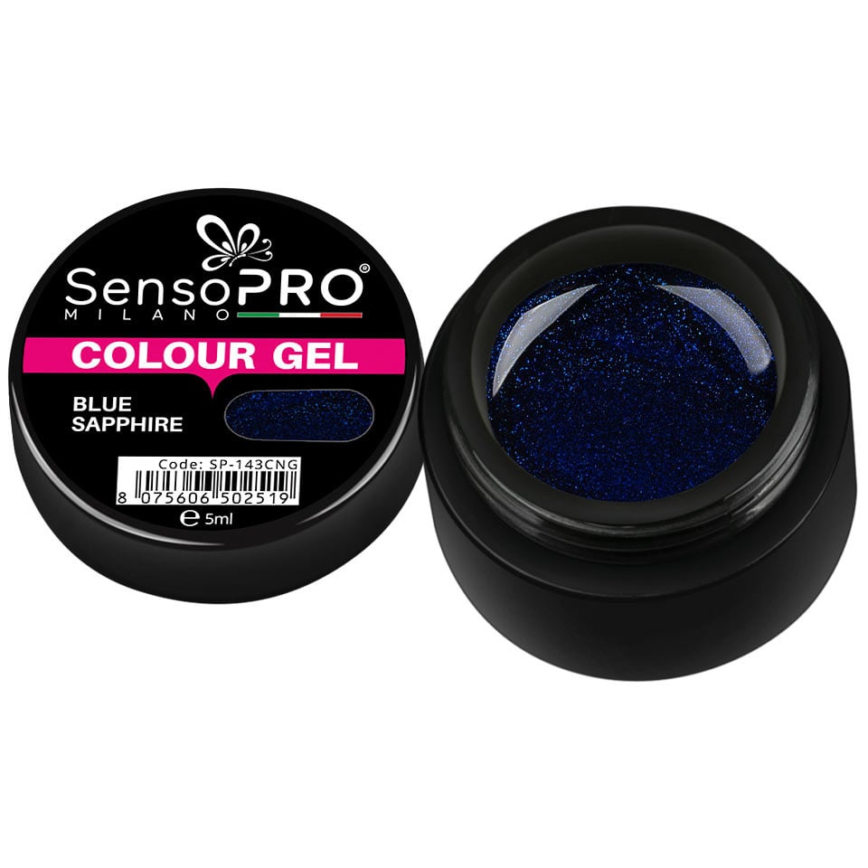 Gel UV Colorat Blue Sapphire 5ml, SensoPRO Milano Gel UV Colorat Blue Sapphire 5ml, SensoPRO Milano