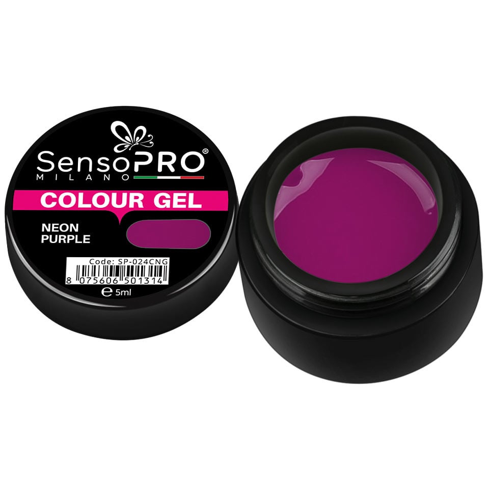 Gel UV Colorat Neon Purple 5ml, SensoPRO Milano Gel UV Colorat Neon Purple 5ml, SensoPRO Milano
