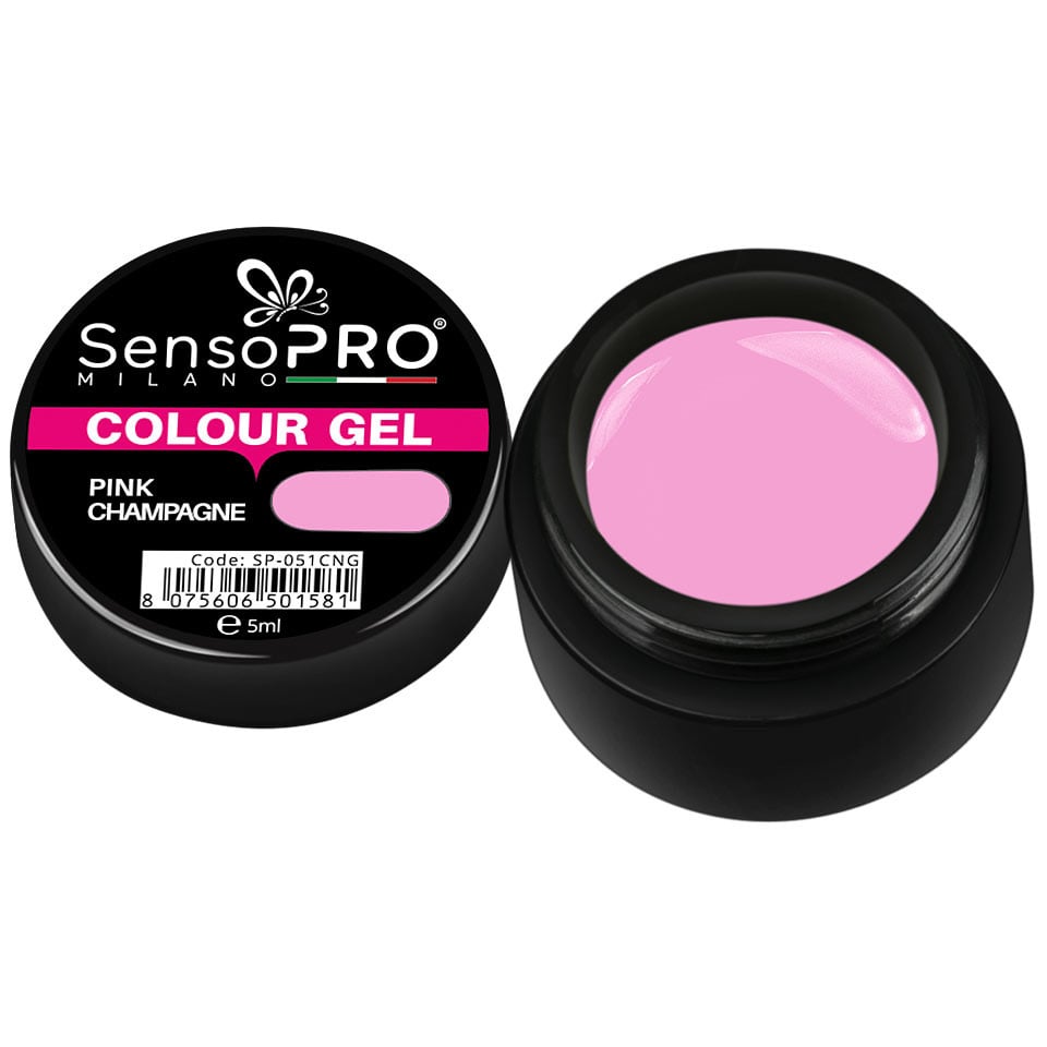 Gel UV Colorat Pink Champagne 5ml, SensoPRO Milano Gel UV Colorat Pink Champagne 5ml, SensoPRO Milano