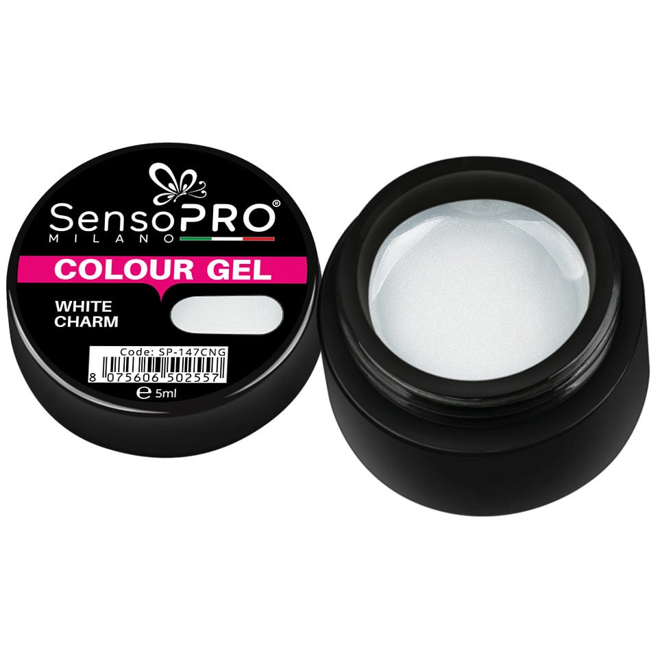 Gel UV Colorat White Charm 5ml, SensoPRO Milano Gel UV Colorat White Charm 5ml, SensoPRO Milano