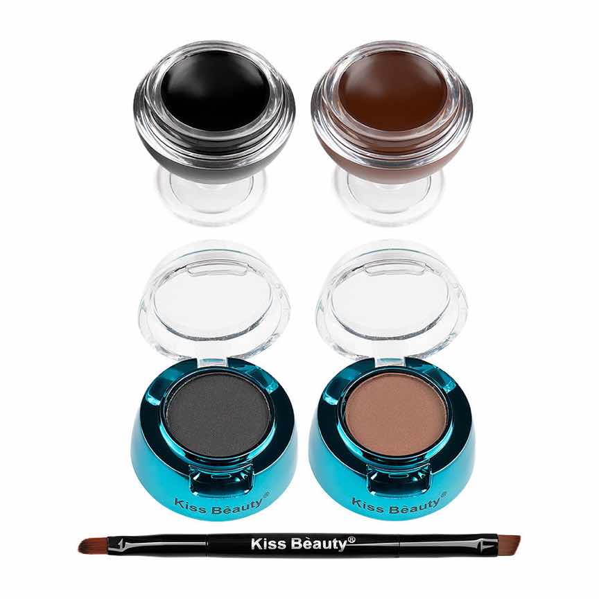 Kit Sprancene 2 in 1 Kiss Beauty Fit Eye, 2 Eyelinere Crema-gel, 2 Pudre Sprancene + Pensula Aplicare Kit Sprancene 2 in 1 Kiss Beauty Fit Eye, 2 Eyelinere Crema-gel, 2 Pudre Sprancene + Pensula Aplicare
