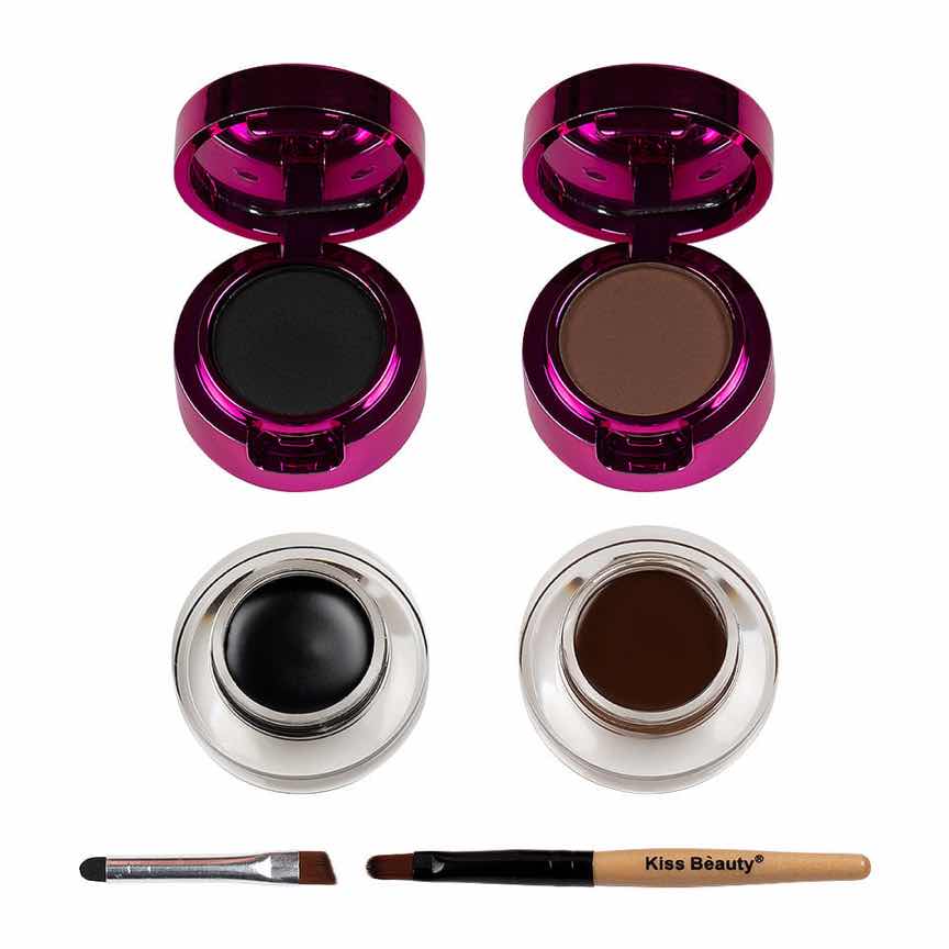 Kit Sprancene 2 in 1 Kiss Beauty Super Stay, 2 Eyelinere Crema-gel, 2 Pudre Sprancene + Pensule Aplicare Kit Sprancene 2 in 1 Kiss Beauty Super Stay, 2 Eyelinere Crema-gel, 2 Pudre Sprancene + Pensule Aplicare