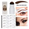 Kit Stampila Sprancene + Sabloane Kiahbeaute Brow Stamp #02 - Medium Brown