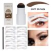 Kit Stampila Sprancene + Sabloane Kiahbeaute Brow Stamp #03 - Soft Brown