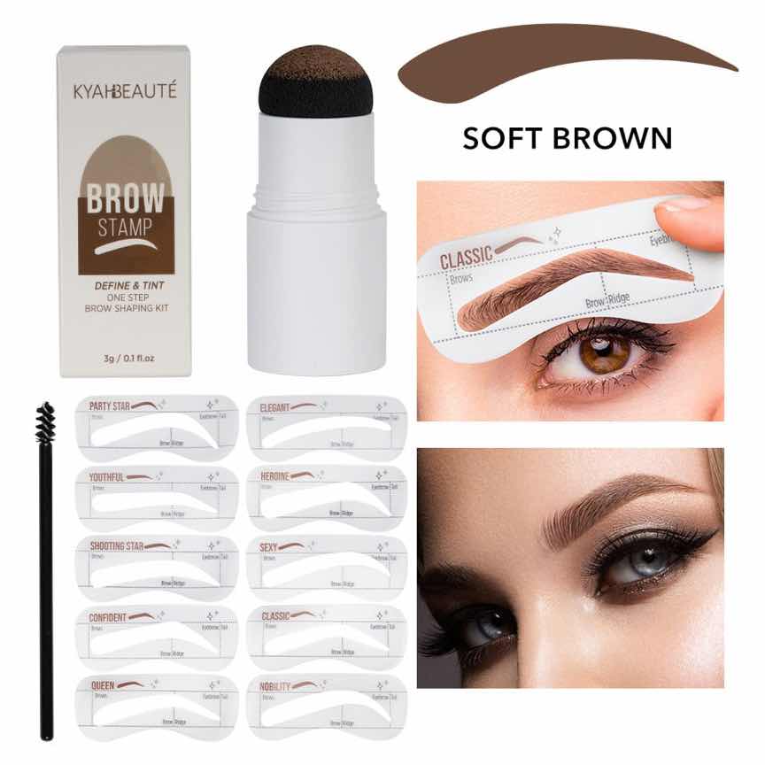 Kit Stampila Sprancene + Sabloane Kiahbeaute Brow Stamp #03 - Soft Brown Kit Stampila Sprancene + Sabloane Kiahbeaute Brow Stamp #03 - Soft Brown
