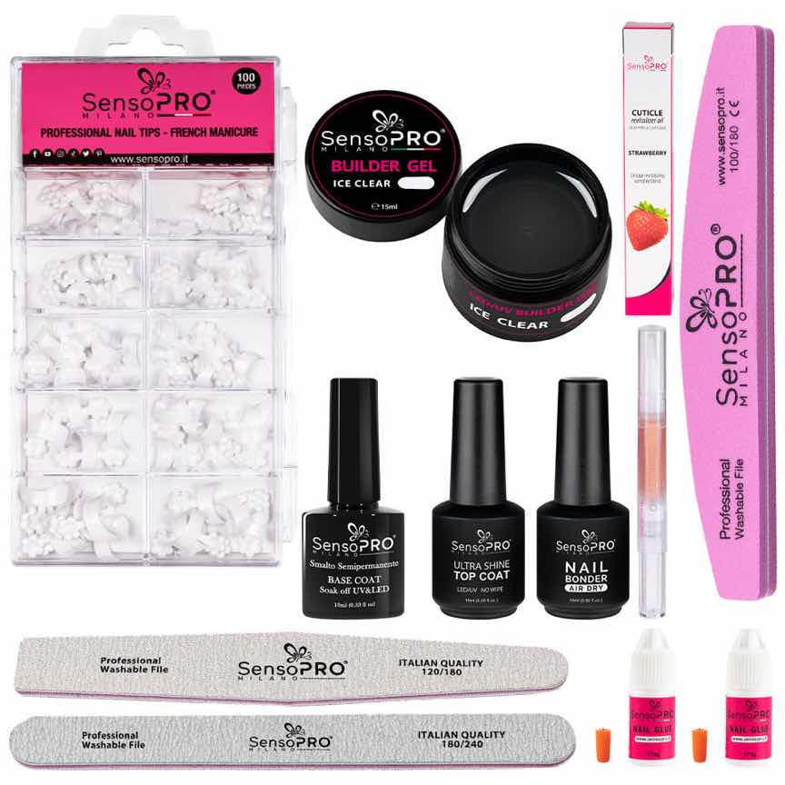Kit Unghii False cu Tipsuri pentru Manichiura French #04 Kit Unghii False cu Tipsuri pentru Manichiura French #04