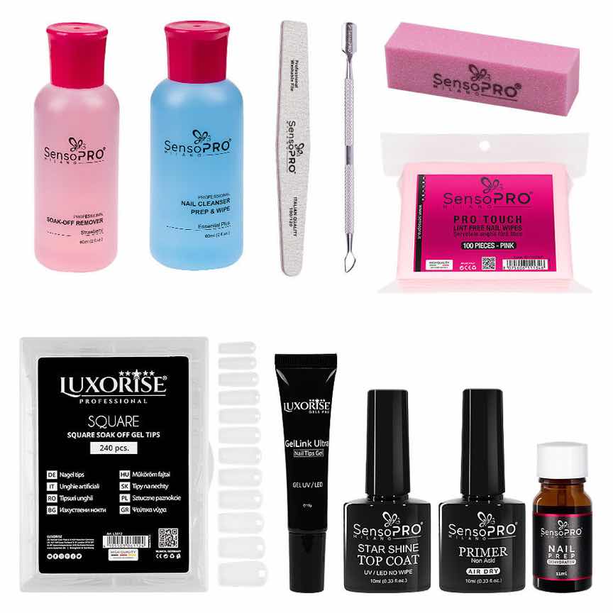 Kit Unghii False cu Tipsuri Soak Off Basic Express Kit Unghii False cu Tipsuri Soak Off Basic Express