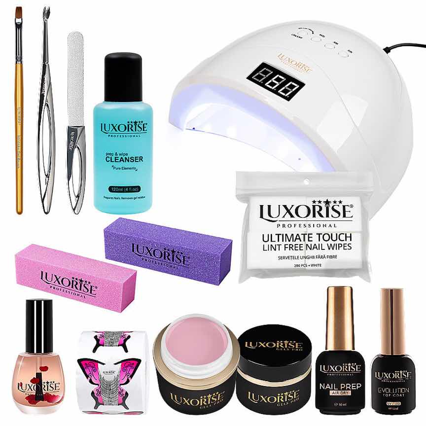 Kit Unghii Gel LUXORISE Prestige Nails + Lampa UV / LED Kit Unghii Gel LUXORISE Prestige Nails + Lampa UV / LED