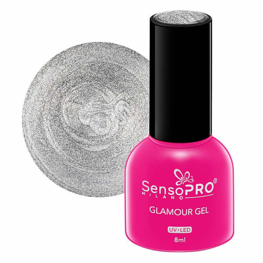 Oja Semipermanenta Glamour Gel SensoPRO Milano 8ml, Silver Sparkle #56 Oja Semipermanenta Glamour Gel SensoPRO Milano 8ml, Silver Sparkle #56