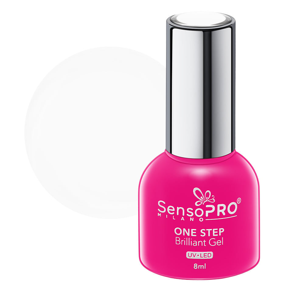 Oja Semipermanenta One Step Brilliant Gel SensoPRO Milano 8ml, Charming White #01 Oja Semipermanenta One Step Brilliant Gel SensoPRO Milano 8ml, Charming White #01