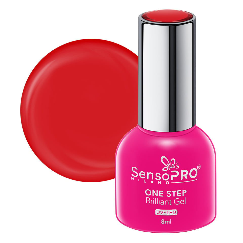 Oja Semipermanenta One Step Brilliant Gel SensoPRO Milano 8ml, Scarlet Red #04 Oja Semipermanenta One Step Brilliant Gel SensoPRO Milano 8ml, Scarlet Red #04